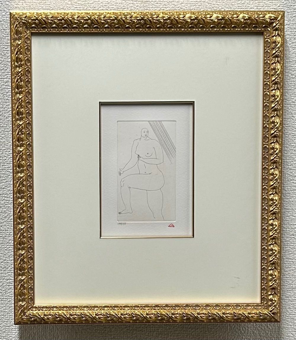 【額付】【真作】有元利夫『雲の誕生』よりNO.25 銅版画　134/155 2002年作　印 ToshioArimoto　限定版画　ありもととしお　額装品 額付】【真作】有元利夫『雲の誕生』よりNO.25 銅版画 134/155