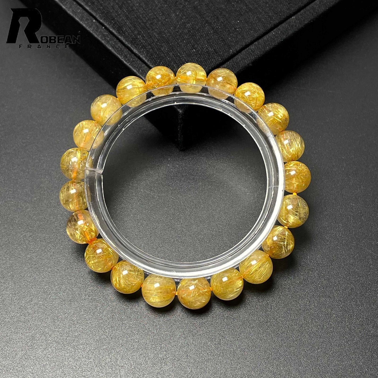 EU製 定価12万円 ROBEAN ! 満針ルチルクォーツ ブレスレット パワーストーン 天然石 金運 お守り プレゼント 8.7-9.2mm M0509177
