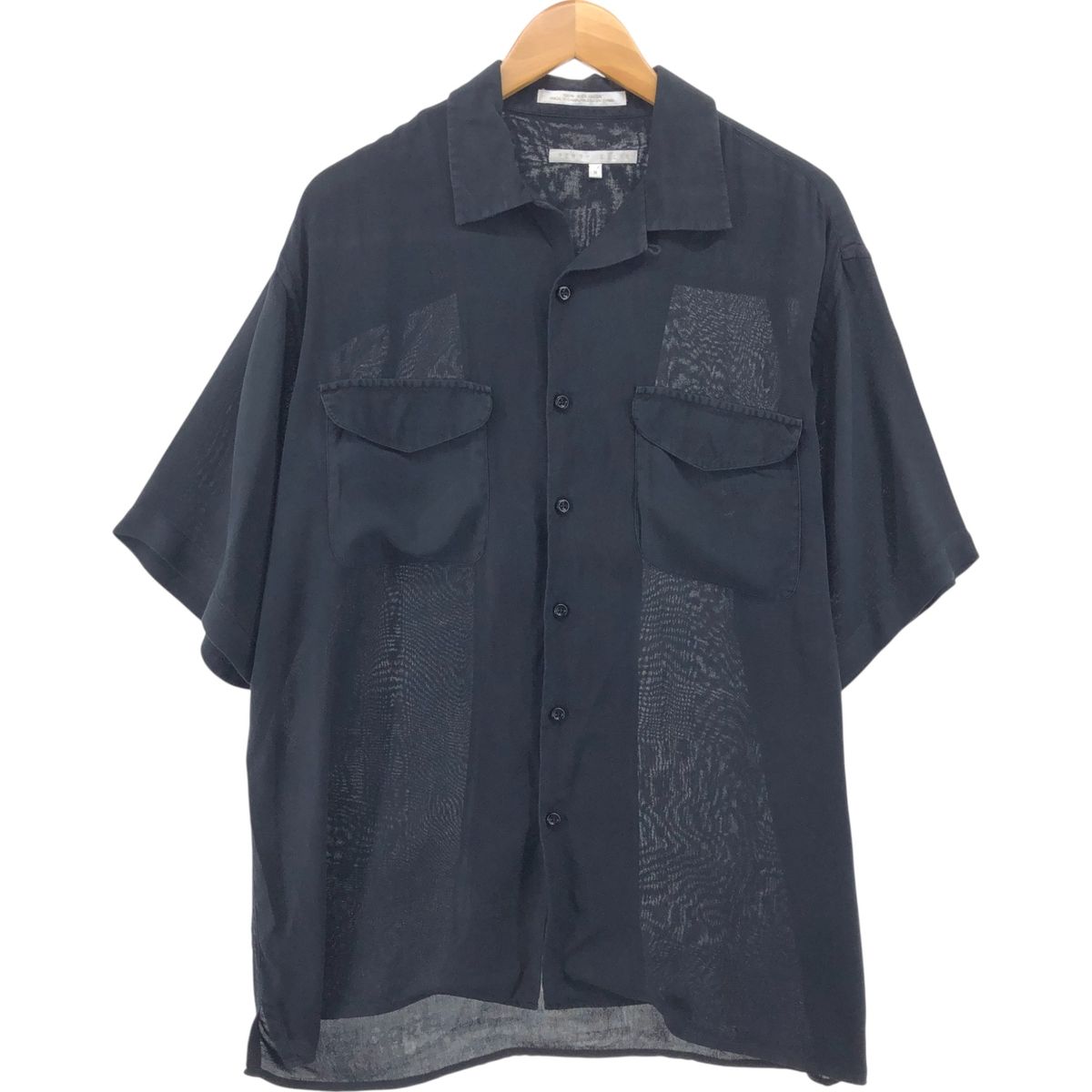 古着 ペリーエリス PERRY ELLIS 半袖 オープンカラー シルク