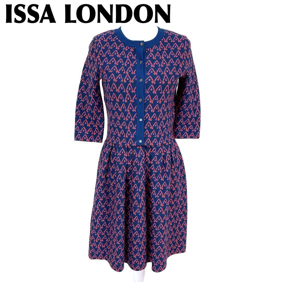 ISSA LONDON ワンピース＆カーディガンセット 上S 中M 総柄