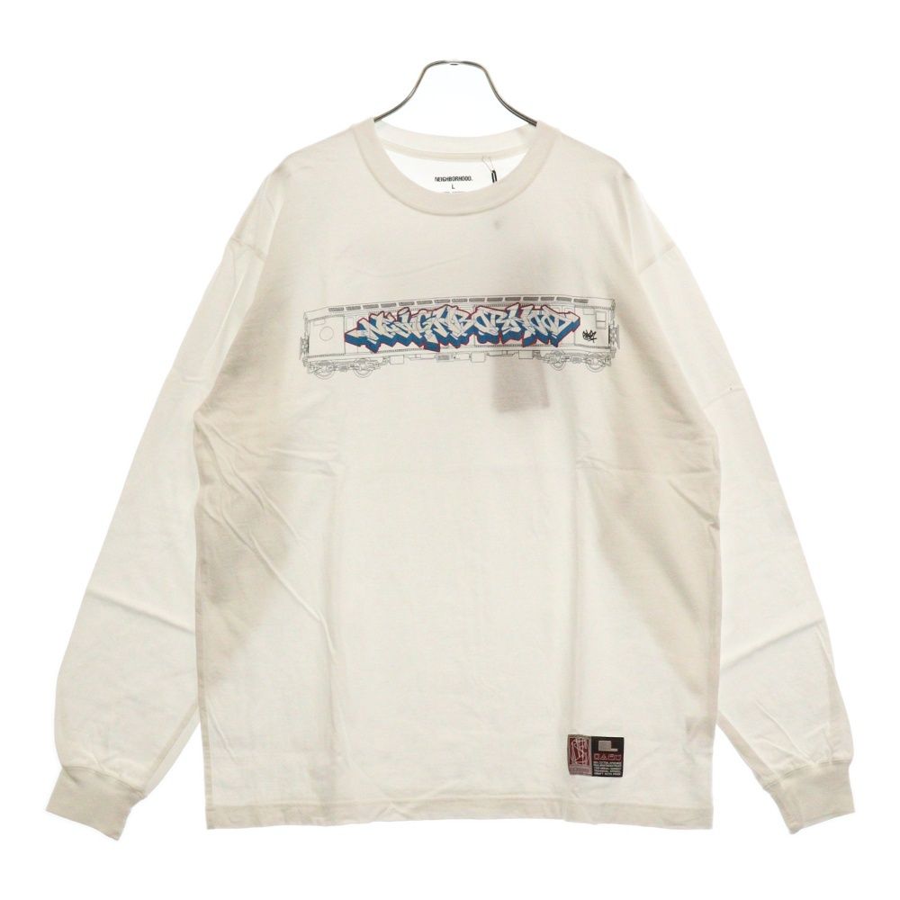 NEIGHBORHOOD (ネイバーフッド) 24AW ×SUBWARE . TEE LS-2 グラフィックプリント クルーネック コットン 長袖Tシャツ カットソー ホワイト 242PC49N-LT02