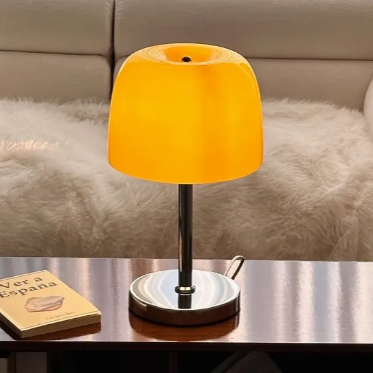 オレンジ色レトロレトロキノコ型ランプ 卓上ランプ テーブルランプ