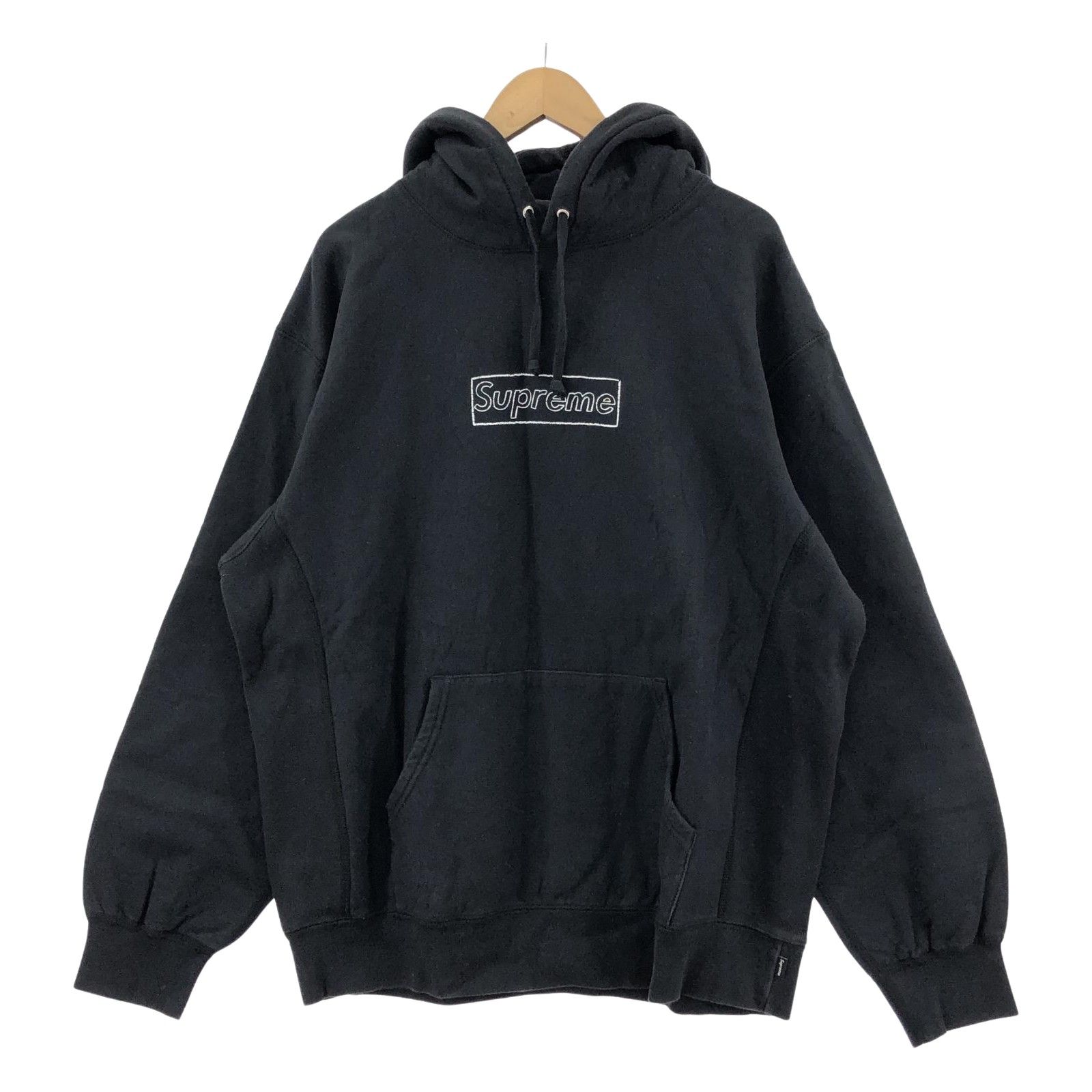 Supreme シュプリーム 裏起毛 プルオーバーパーカー sizeL/ブラック メンズ
