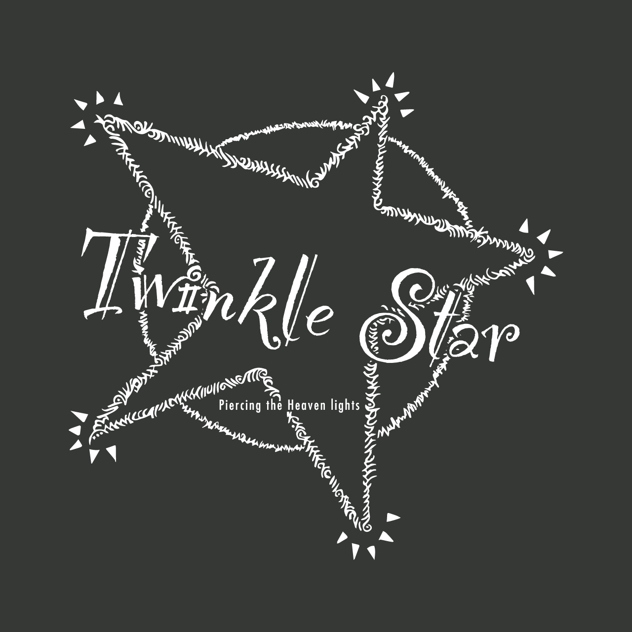 グラフィックロングTシャツ　Twinkle Star Mono / Black -Long-