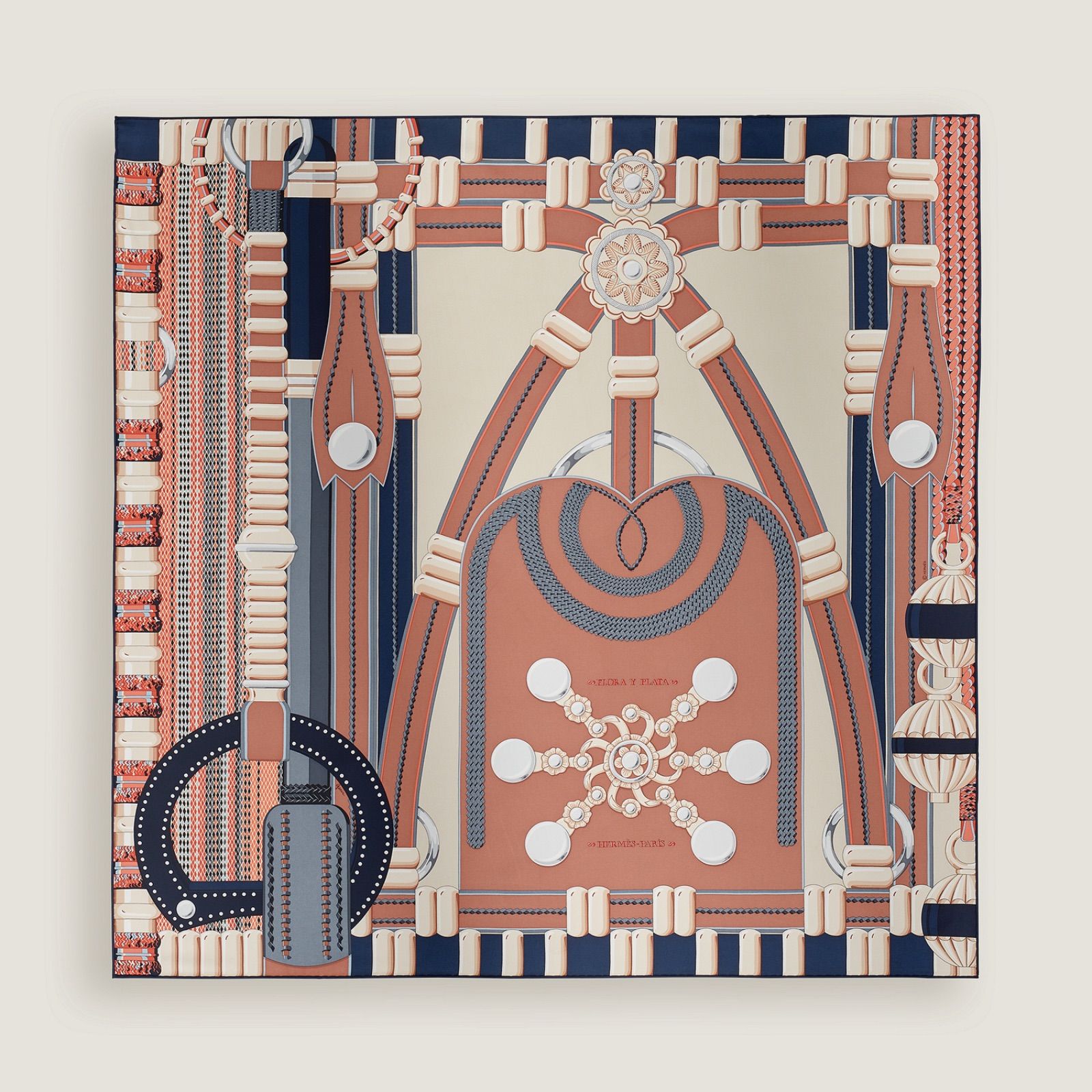 2025新作】HERMÈS エルメス カレ90 《銀細工の花》/スカーフ/ストール