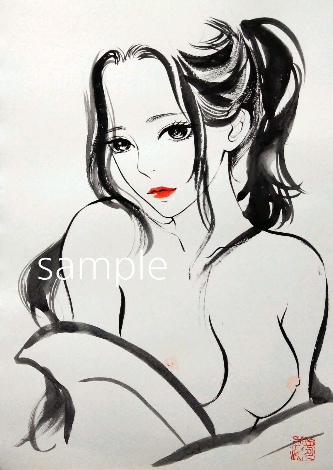 肉筆原画 水彩画 和装 美人画 絵画 ドローイング ヌード画 裸婦画 グラビア 手描きイラスト - メルカリ