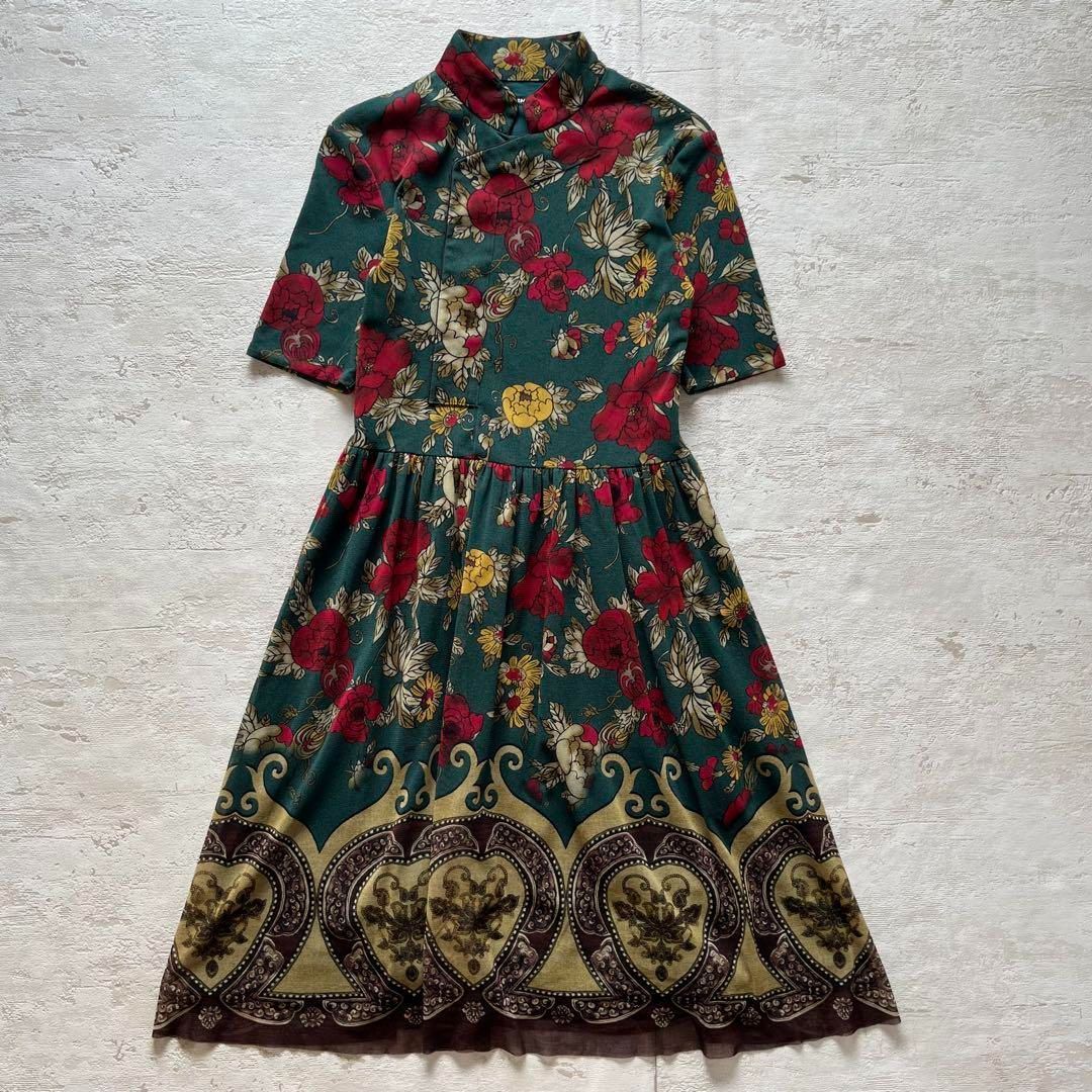 VIVIENNE TAM 総柄ワンピース 半袖 パワーネット フラワー柄 ac