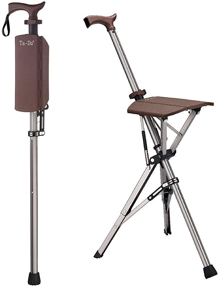 Ta-Da Chair ターダチェア ステッキチェア 杖椅子 椅子になる杖 一脚杖 ブラウン 杖の長さ 82cm