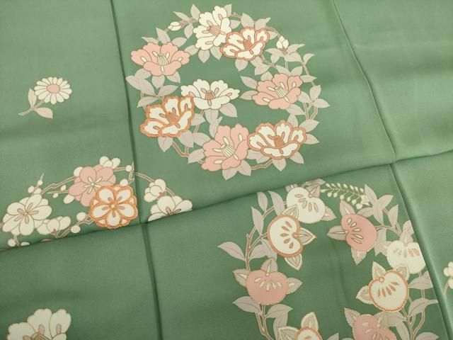 平和屋着物○訪問着 駒刺繍 花丸文 金彩 正絹 逸品 AAAT2290ck