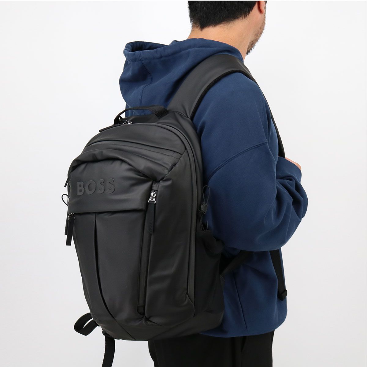 HUGO BOSS ヒューゴボス 50548067 Stormy_N. Backpack バックパック フロントポケット リュック デイパック A4収納 旅行 通勤 通学 スポーツ メンズ BAG 鞄 黒