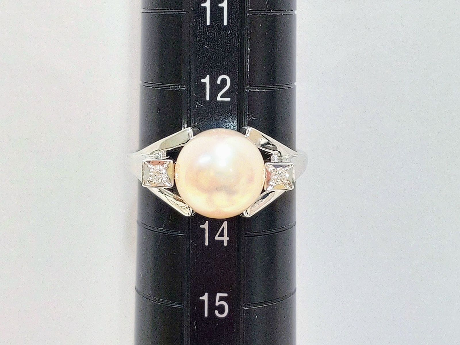 K14WG MIKIMOTO ミキモト パール ダイヤモンド リング【S390 K14WG MIKIMOTO ミキモト パール ダイヤモンド リング【S390