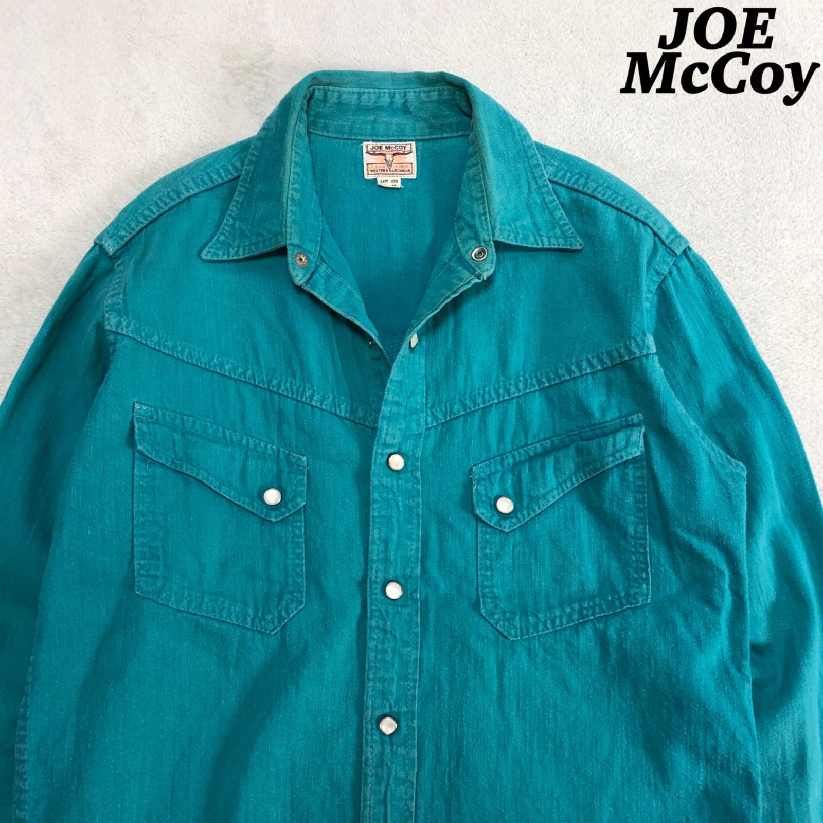 JOE McCOY WESTERN RANCHMAN ウエスタンシャツ デニムシャツ ウエスタンランチマン ダイアゴナルポケット 14サイズ  ロングスリーブ 長袖シャツ 青系 ターコイズブルー ジョーマッコイ - メルカリ