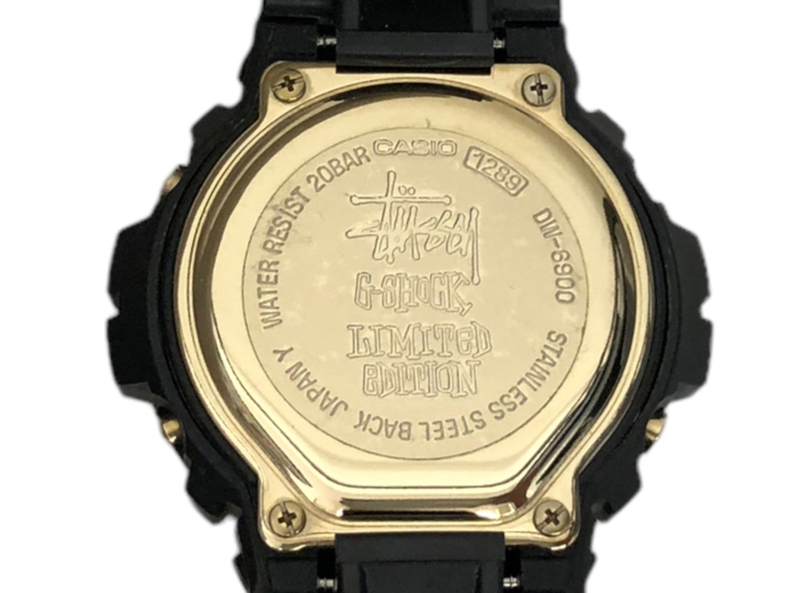 CASIO (カシオ) G-SHOCK Gショック × STUSSY (ステューシー) デジタル腕時計 25周年 コラボ DW-6900 ブラック  ゴールド メンズ/078