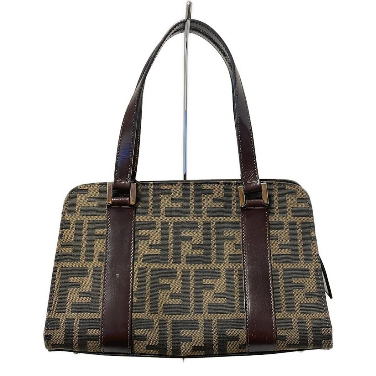 【FENDI】ハンドバッグ　ズッカ柄　ナイロン　ブラウン 正規品】FENDI フェンディ ズッカ柄 ハンドバッグ ブラウン系 FF