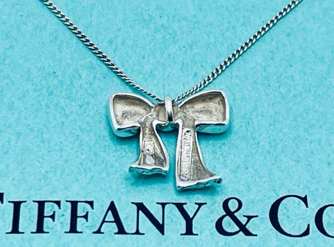 【美品】TIFFANY & Co. ティファニー リボン ネックレス 925 a072 Tiffany&Co. ティファニー リボン ネックレス シルバー 925