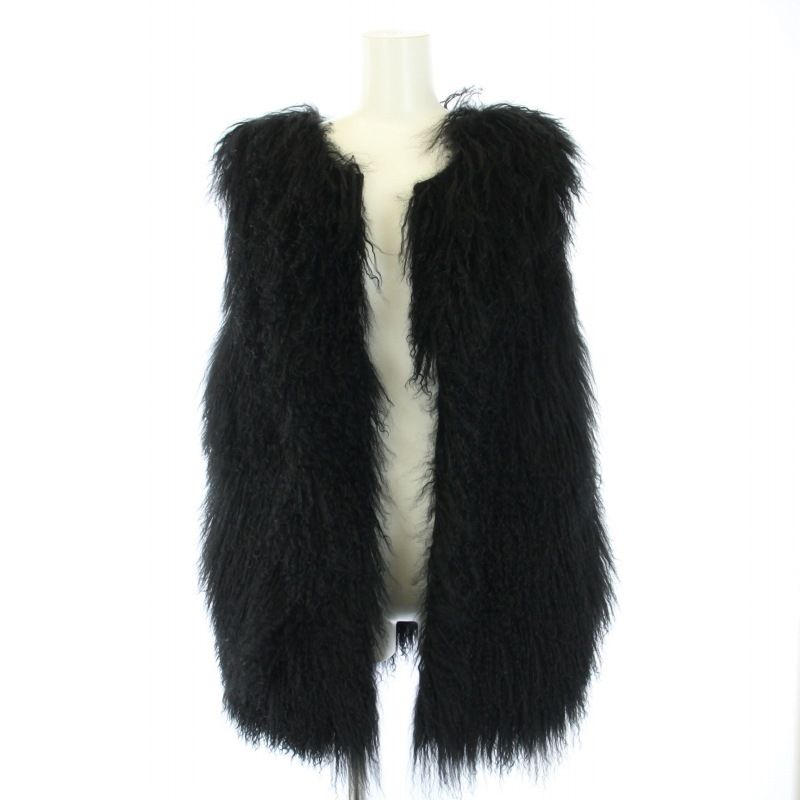 ゼロエイトサーカス 08SIRCUS tibet lamb fur vest チベットラムファーベスト ジャケット 前開きトッパー 1 S 黒  ブラック S16AL-LE03 /BB ■GY30