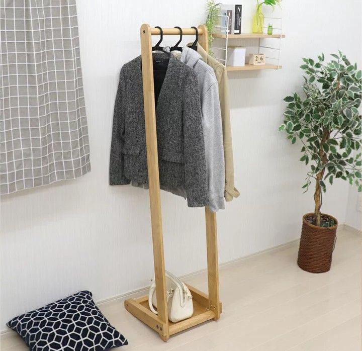 ハンガーラック 天然木 L型 幅36cm木製 ラック カバン バッグ置き インテリア 高品質 小物置き