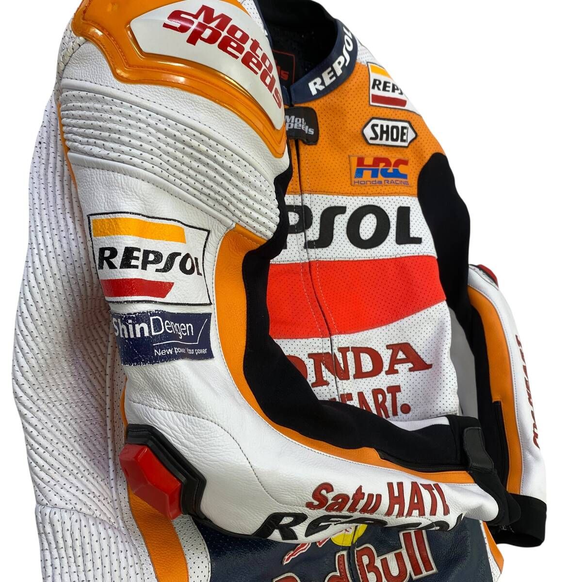 REPSOL バイクジャケット オレンジ/白/黒 未使用品】 MOTOSPEEDS REPSOL MARQUEZ レプリカ レザー
