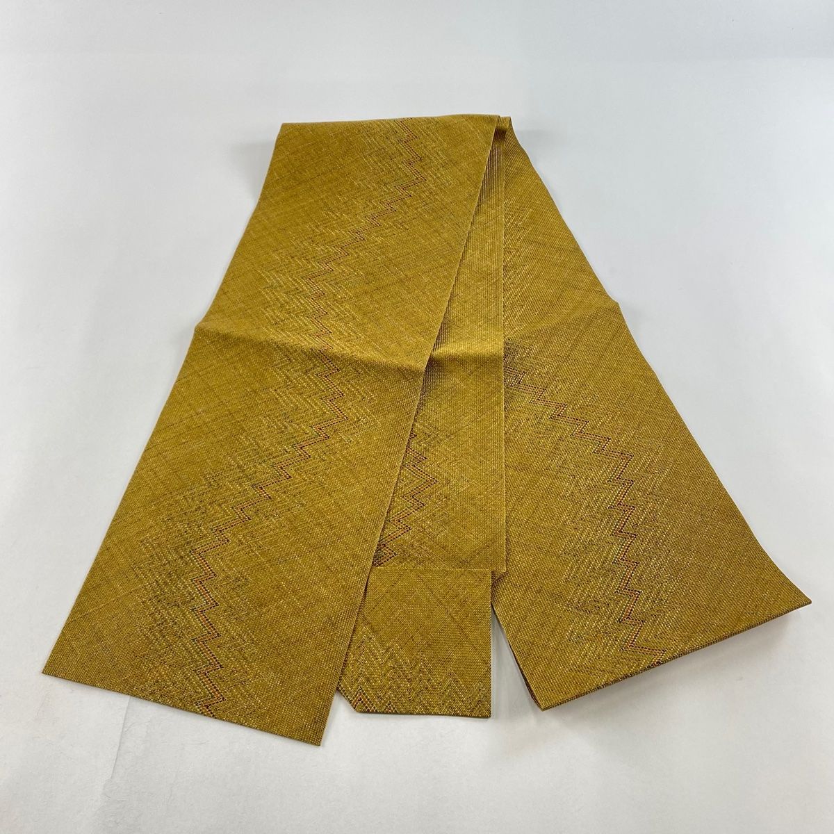 2点同梱、2-266、4-48 名古屋帯 八寸 美品 正絹 着物 松葉仕立て 名古屋帯 美品 秀品 八寸名古屋帯 松葉仕立て 幾何学模様 金糸