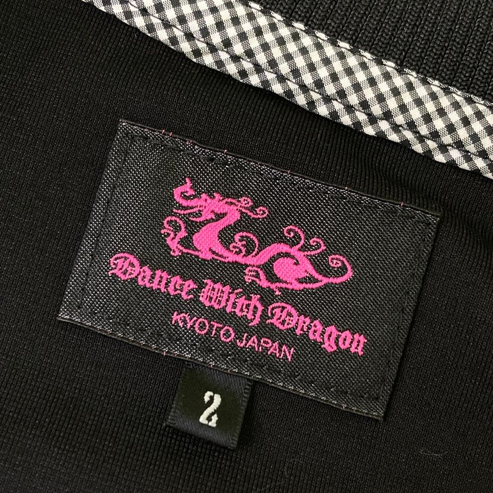 サイズ：2 DANCE WITH DRAGON ダンスウィズドラゴン  ジップジャケット ギンガムチェック ブラック系 [240101488445] ゴルフウェア レディース ストスト サイズ：2 DANCE WITH DRAGON ダンスウィズドラゴン ジップジャケット
