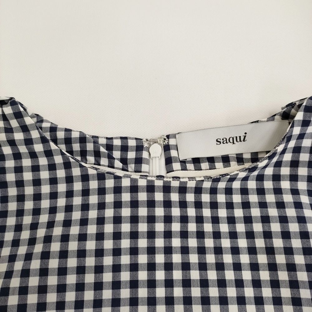 saqui vichy big sleeve blouse 38 定価33000円 コットンシルク