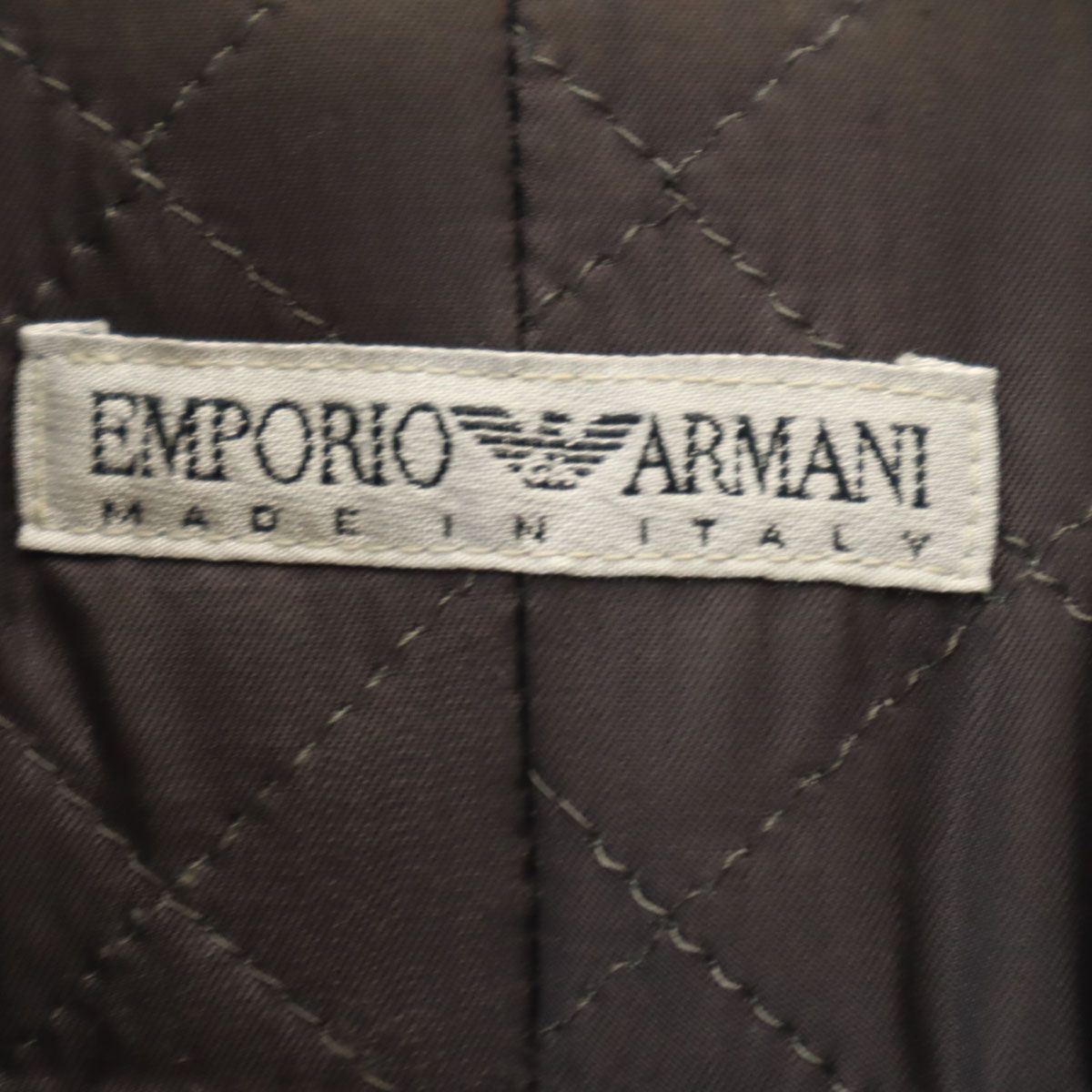 古着 Emporio Armani エンポリオアルマーニ 90s イタリア製 オールド チェック柄 テーラードジャケット 40 チャコールグレー 裏キルティング メンズ Emporio Armani エンポリオアルマーニ 90s イタリア製 オールド