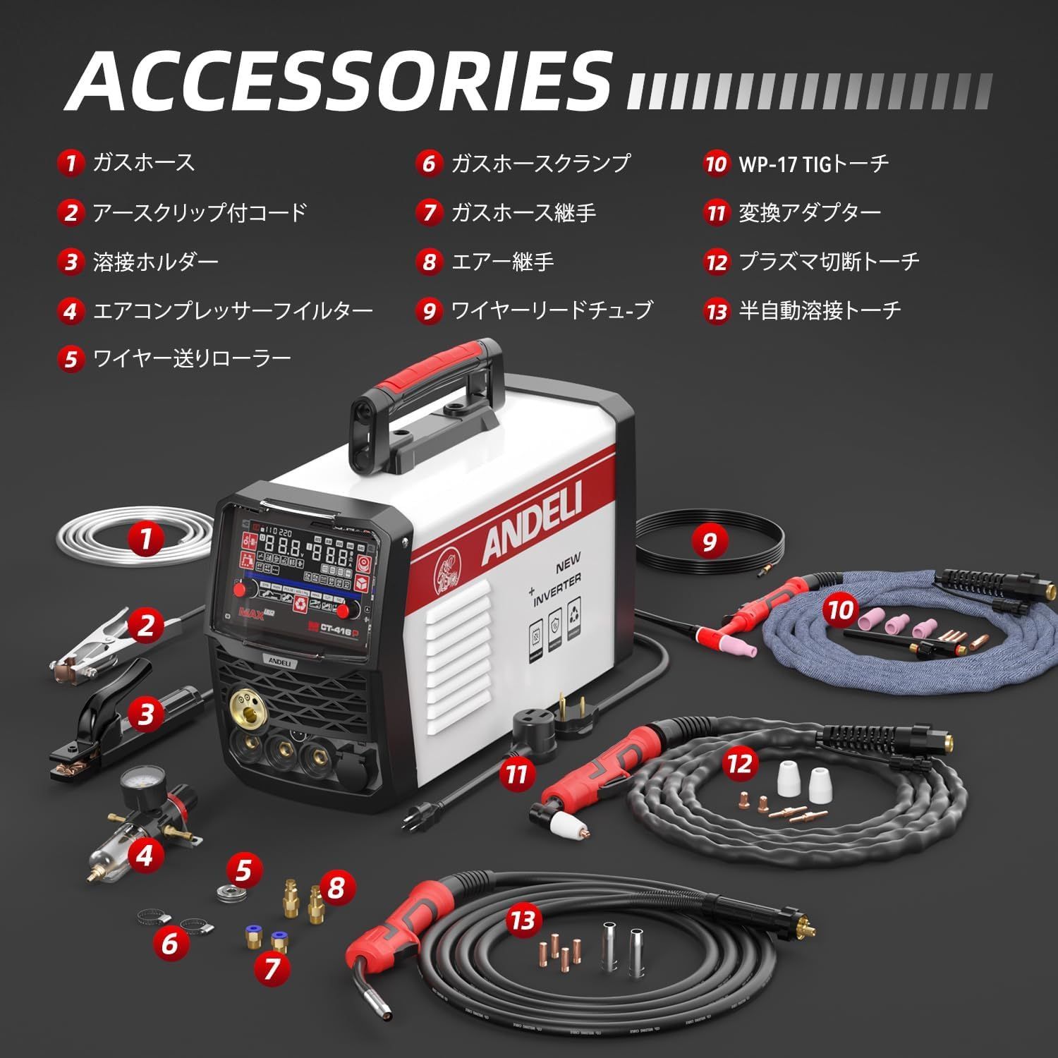 半自動溶接機 アルミ溶接 100V 200V兼用 160AMP MIG 手棒溶接 HF TIG溶接 プラズマ切断 ガス-ノンガス半自動溶接 5 in 1 MIG溶接機 LEDスクリーン 工業用 家庭用 MCT-416P WWW_OLIVIERBERNSTEIN_COM