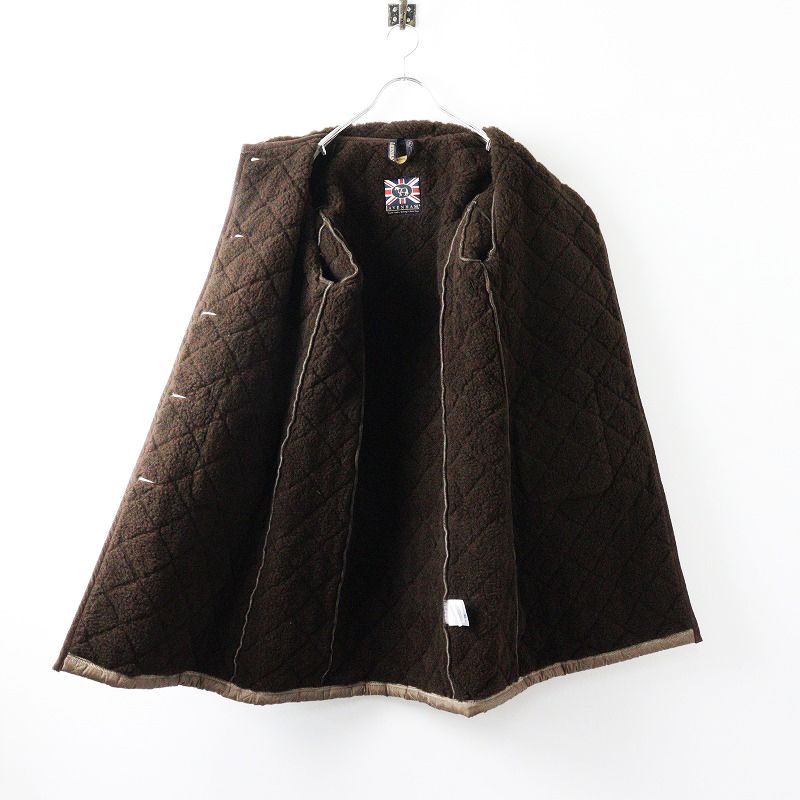 美品 ラベンハム LAVENHAM 裏ボア 丸襟 ロングキルティングコート UK40 