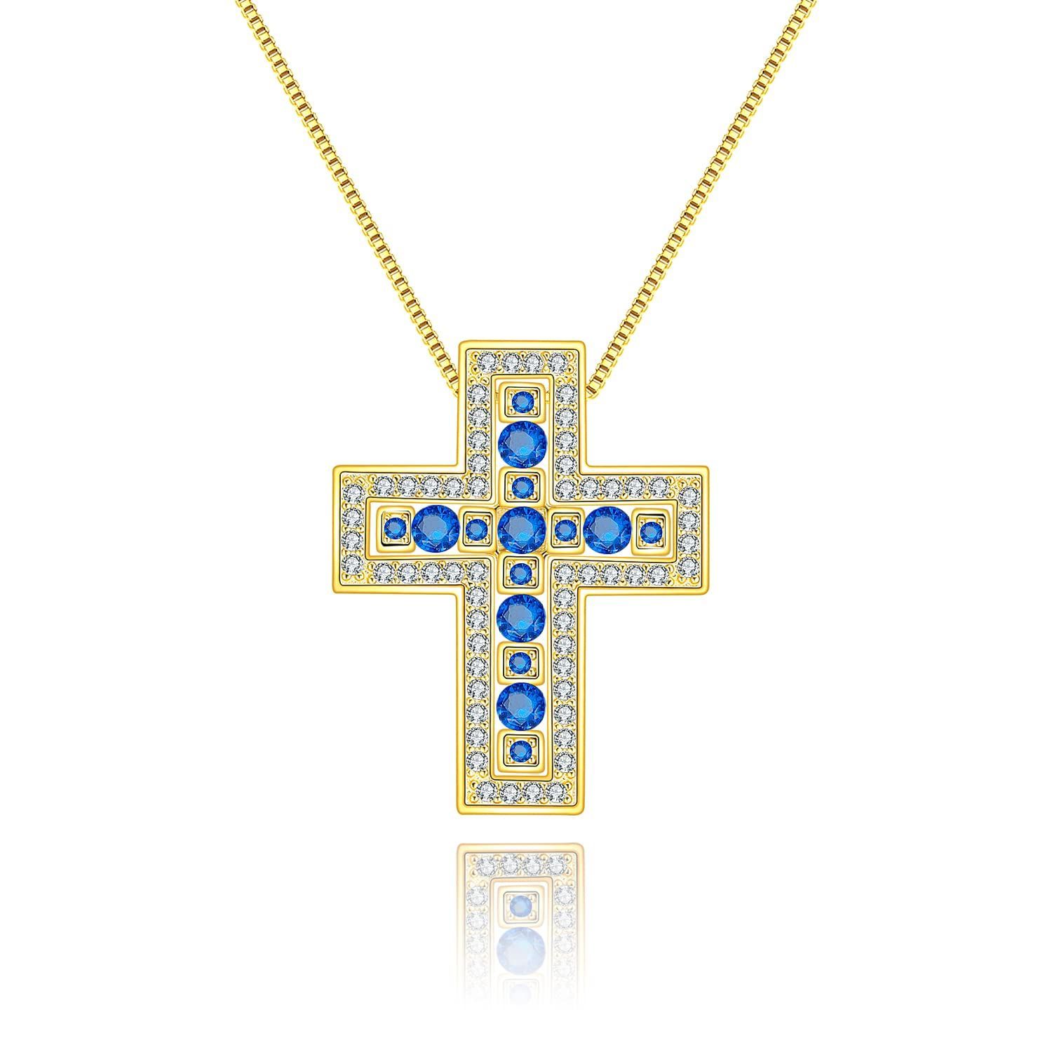 ラクリス] クロス ネックレス 国内メーカー ジルコニア ダブル 18K 