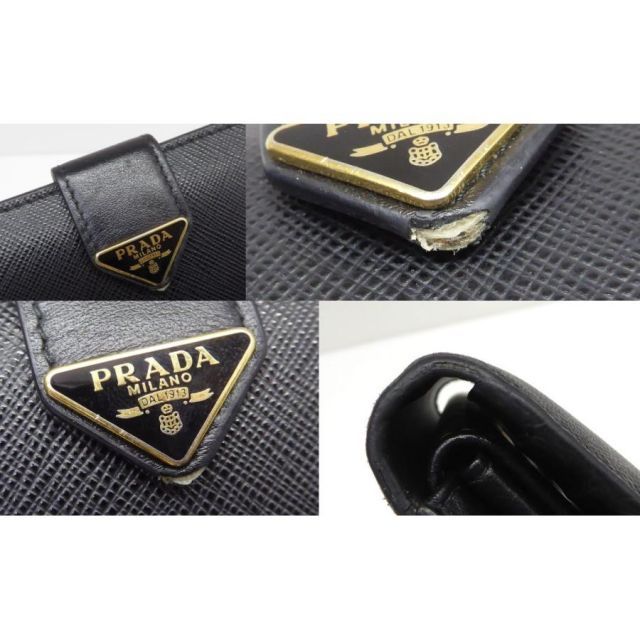 ⭐️極美品⭐️　PRADA　サフィアーノトライアングル　二つ折り財布　ブラック PRADA プラダ サフィアーノ トライアングル 二つ折り財布