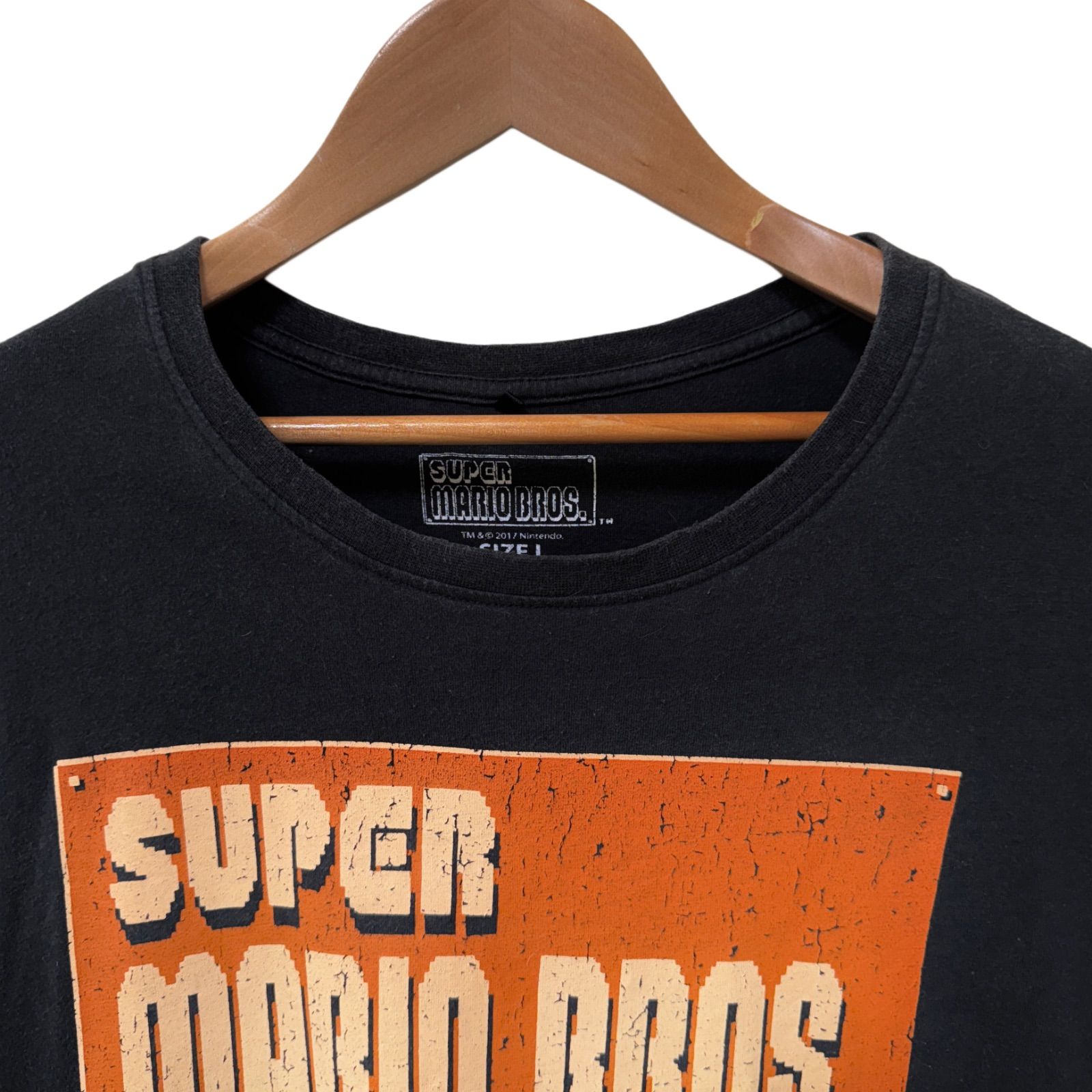 マリオブラザーズ スーパーマリオブラザーズ Tシャツ Lサイズ ブラック 8bit