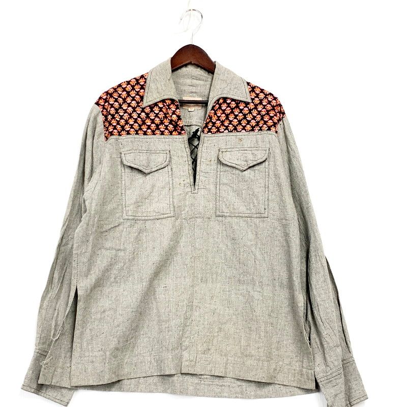 VINTAGE INDIAN COTTON PULLOVER WEATERN SHIRT ヴィンテージ プルオーバー ウエスタンシャツ 長袖 トップス 146-250505-ay-12-izu