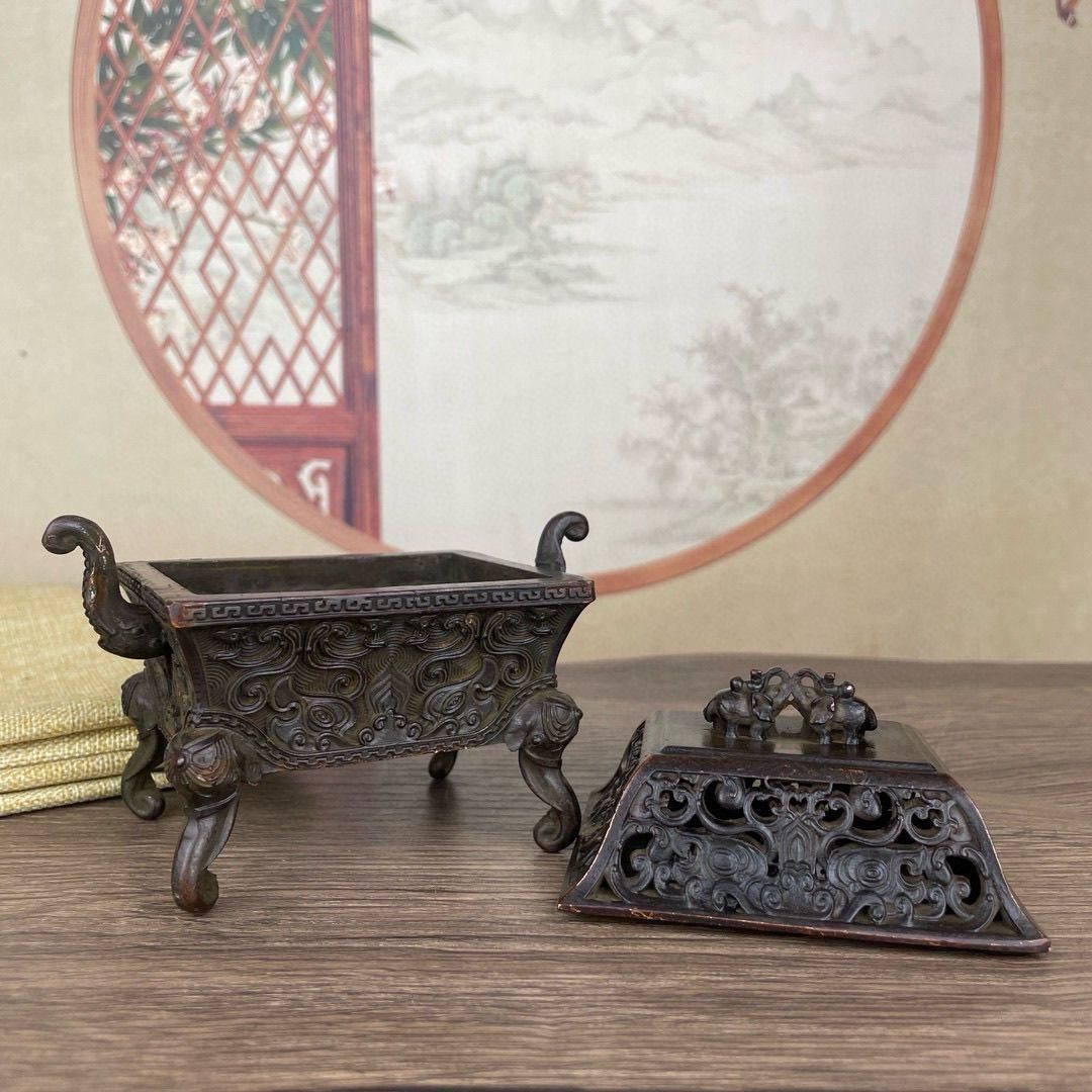 銅製 蘇工 宮灯 燭台 薫香炉 香道具 装飾品 工芸品 美術品 置物 Amazon｜狻猊陶磁器皿香炉工芸品の薫製置物逆流香薫炉の創意家の