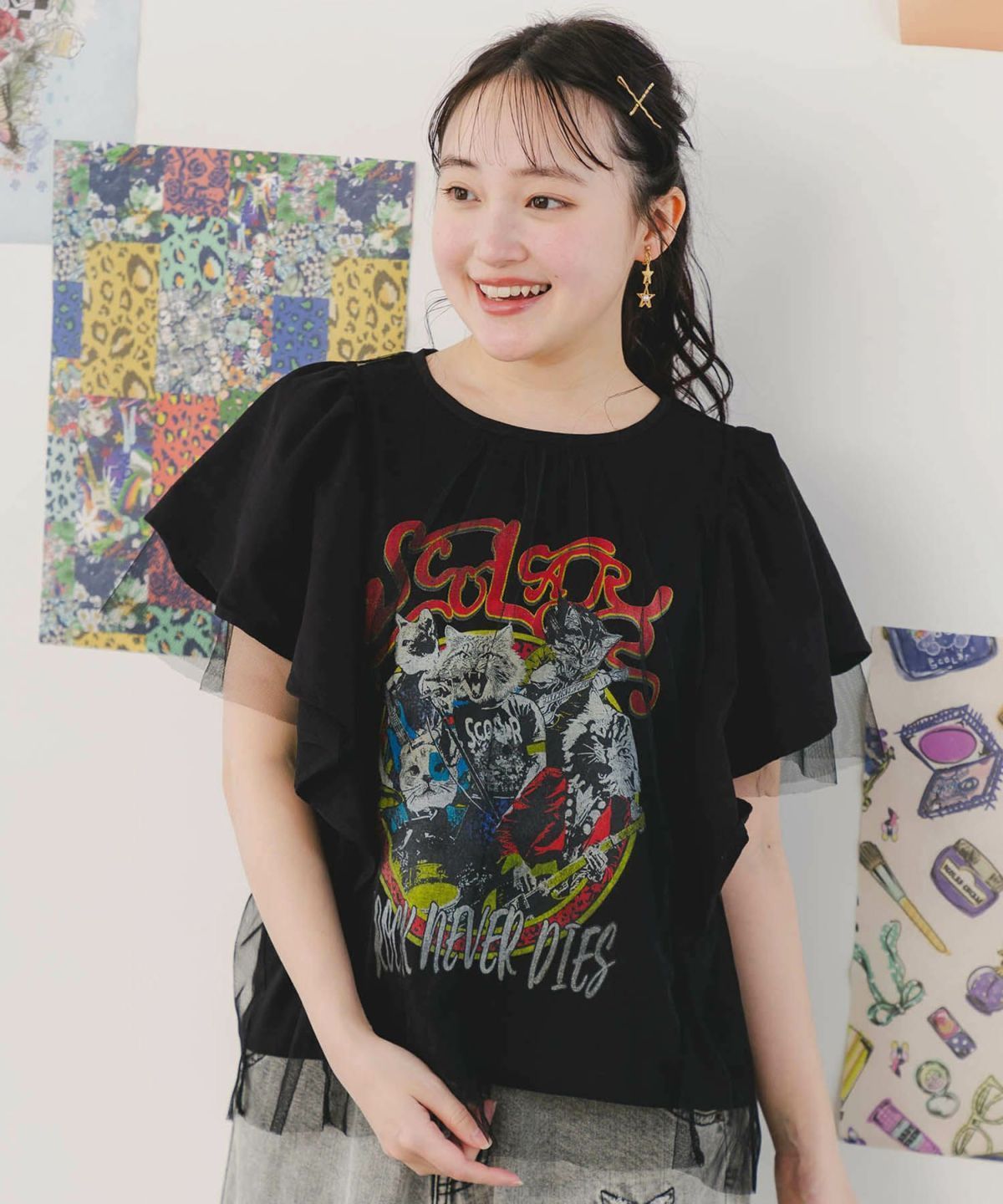 チュール重ねTシャツ