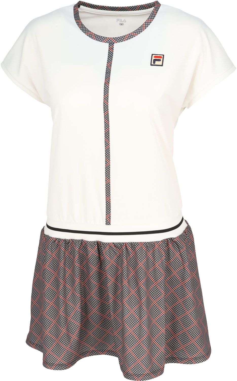 フィラ FILA テニス ワンピース レディース ウィメンズ 女性 大人 半袖 スコート スカート ウェア ロゴ バイアス グレンチェックプリント 部活動 クラブ サークル スクール EL0219 08Z ブラック
