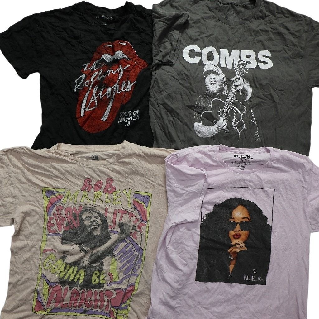 古着卸 まとめ売り 音楽・バンド 半袖Tシャツ 16枚セット (メンズ XL  