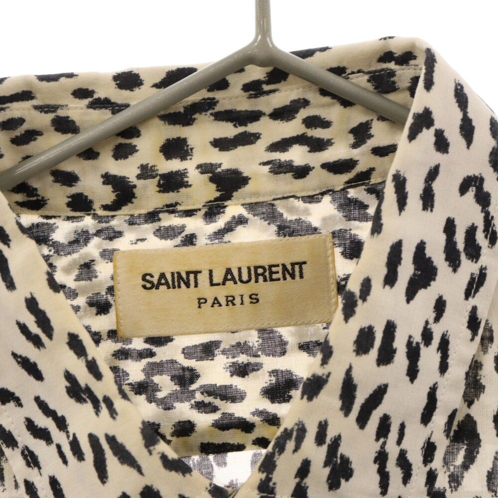 SAINT LAURENT PARIS ベイビーキャット　長袖シャツ　白　黒 SAINT LAURENT PARIS (サンローランパリ) 13AW エディ期 Leopard