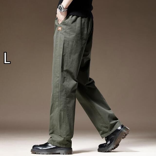 [L ]メンズ ファッション 服  オシャレ シンプル 大人 かっこいい 大きいサイズ ストリート 紳士服  アメリカン ストリート 綿 カジュアル パンツ 春秋夏 薄手 ワイド レッグ レトロ スタック 
