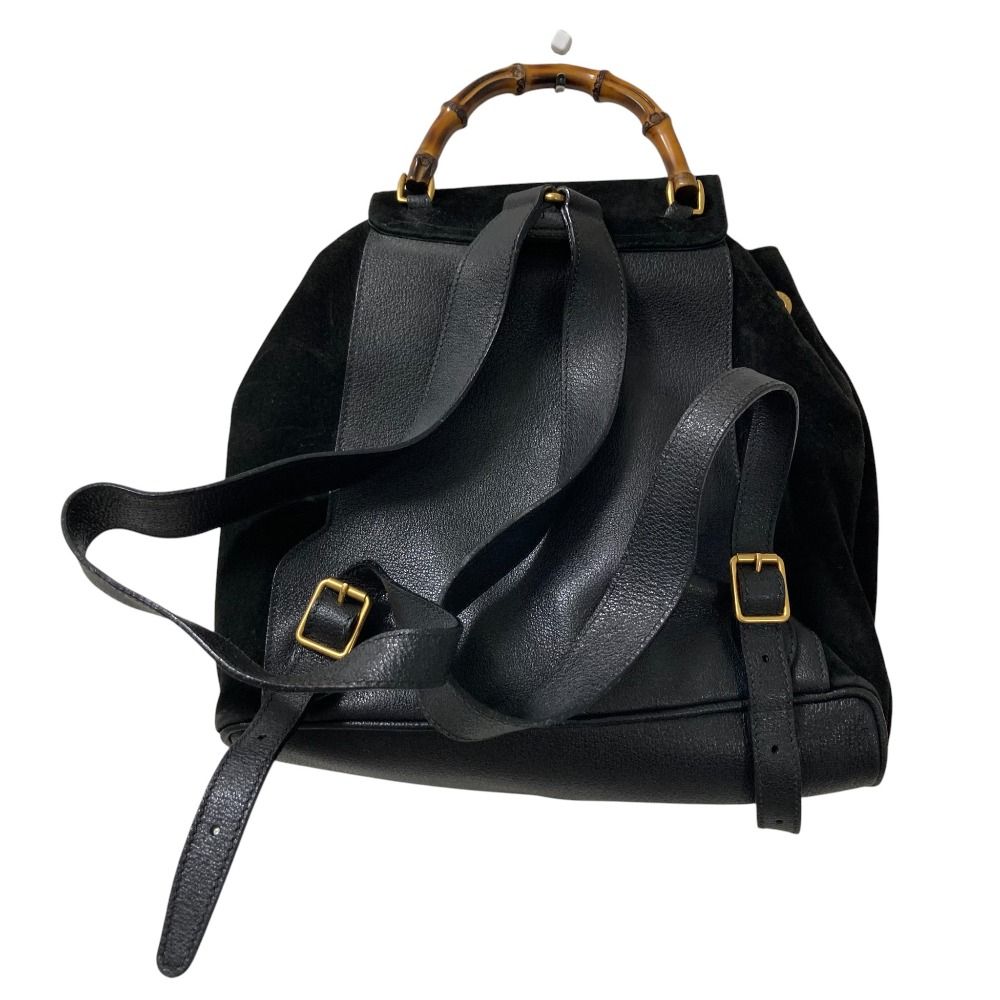 GUCCI グッチ スエード レザー バンブー リュックサック 2058 ブラック レディース 古着