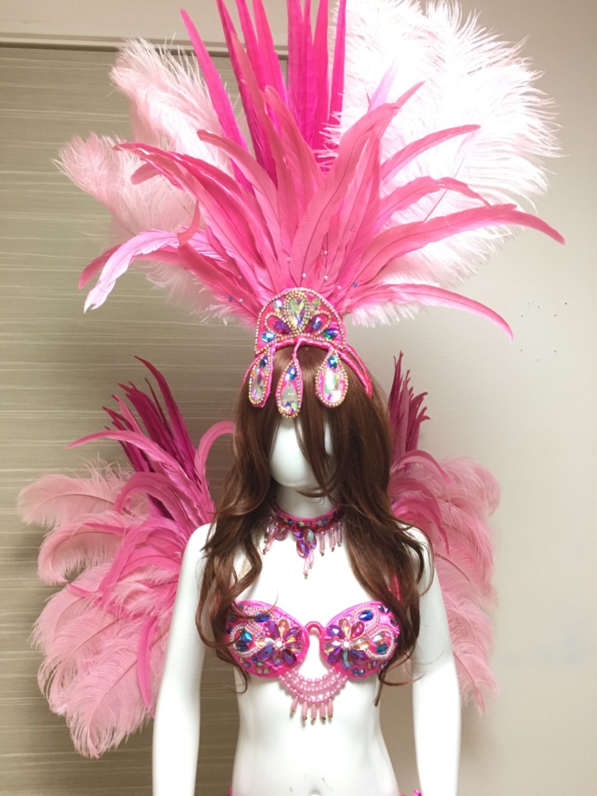キッズサイズ110〜130 サンバ衣装 ピンク - マハール衣装 羽根衣装専門