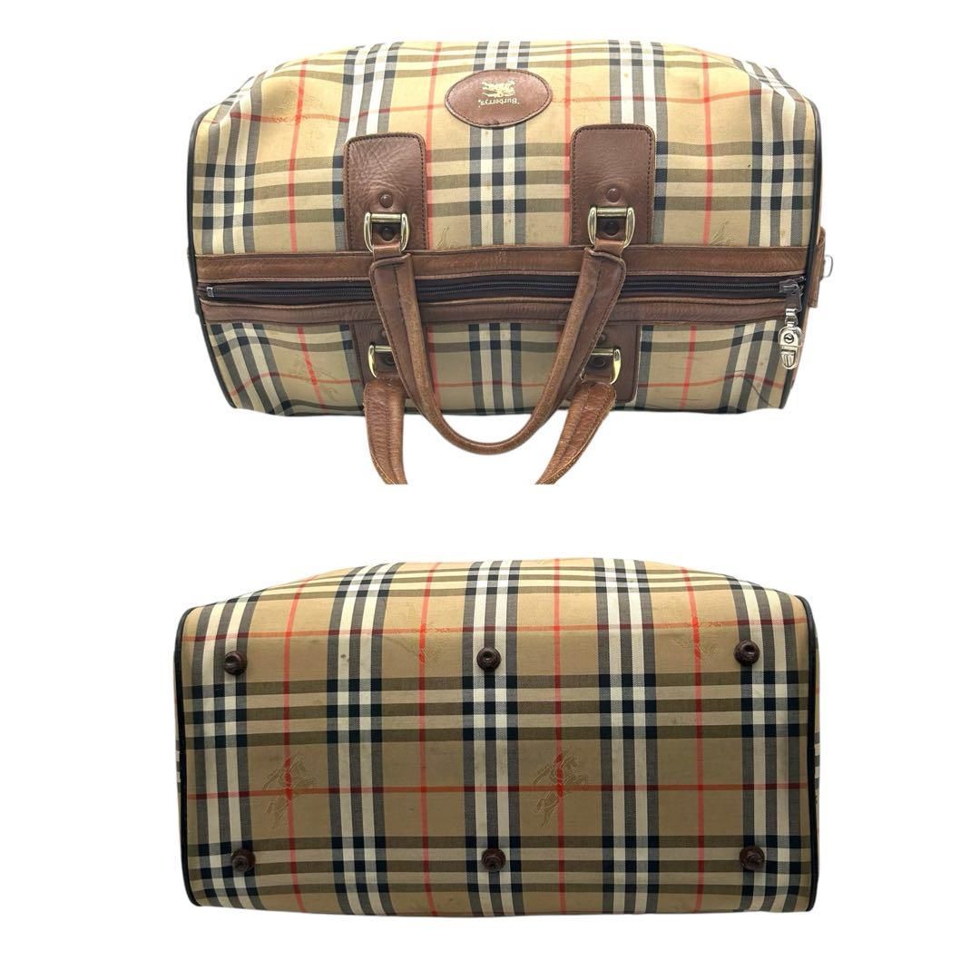 良品 786 BURBERRY ボストンバッグ ノバチェック シャドーホース