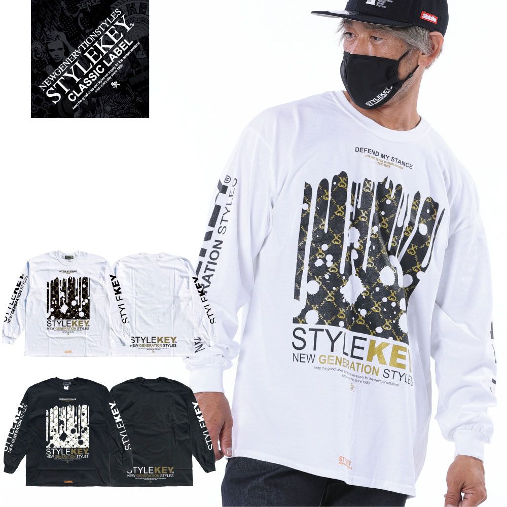 STYLEKEY CLASSIC LABEL(スタイルキー クラシック・レーベル) 長袖Tシャツ GOLD VEIN L/S TEE(SK99CL-LS31) ロンT ストリート ヒップホップ B系