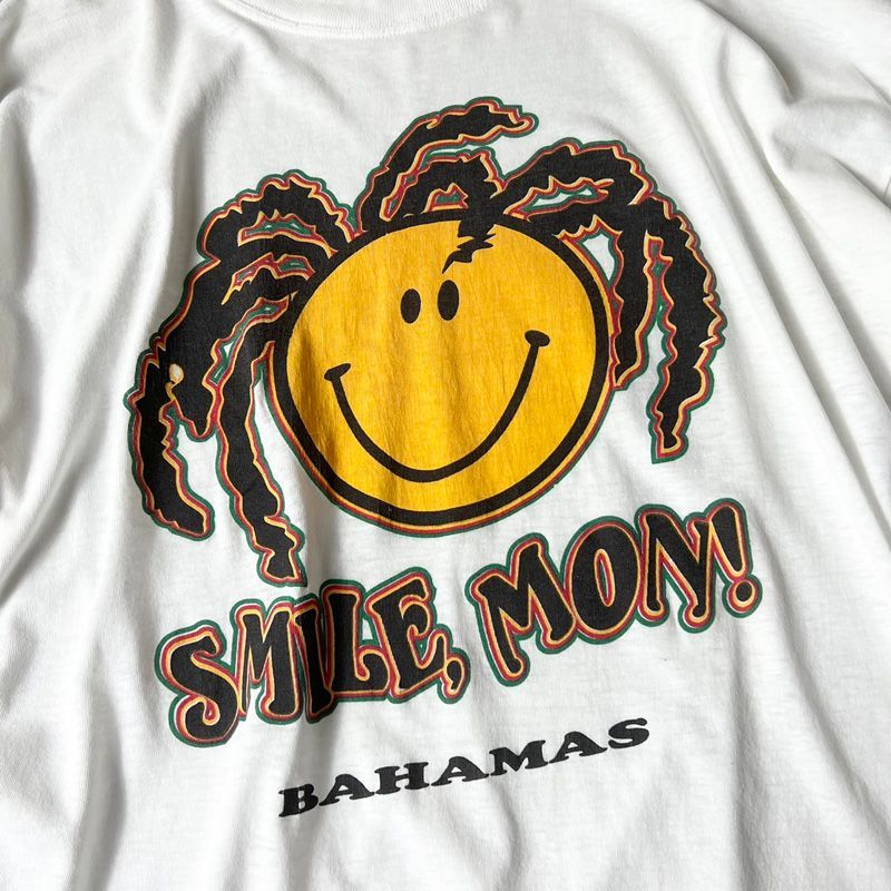 90s スマイル ニコちゃん ドレッド プリント 半袖 Tシャツ XL / 90年代 オールド キャラクター レゲエ SMILE MON - メルカリ