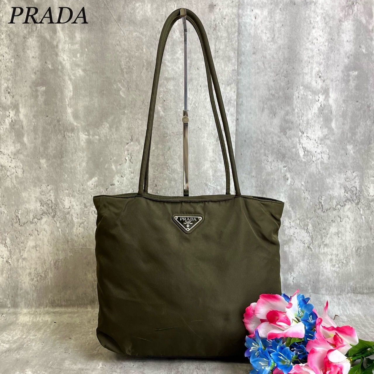 ✨良品✨ PRADA プラダ トートバッグ ハンドバッグ 三角ロゴ