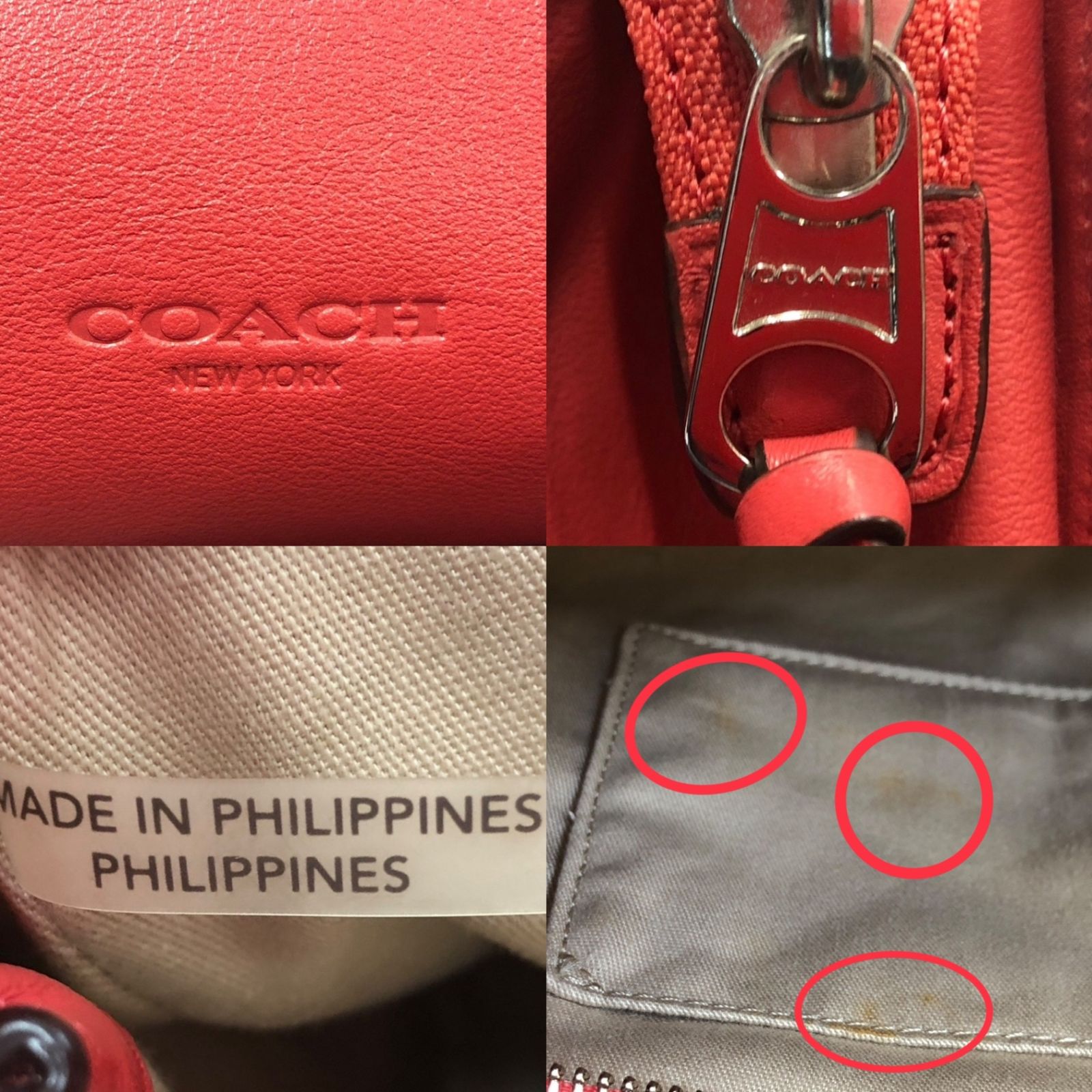 COACH クラッチバッグ 赤 COACH (コーチ) レザー セカンドバッグ クラッチバッグ レッド