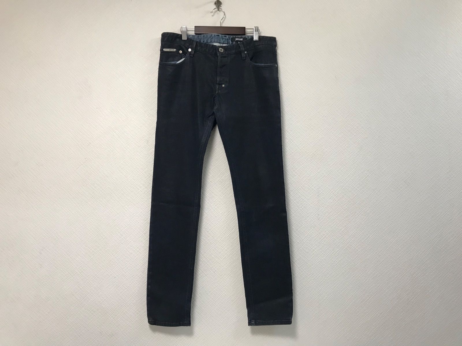 本物ジャストカヴァリjustcavalliコットンコーティングスキニーデニム 