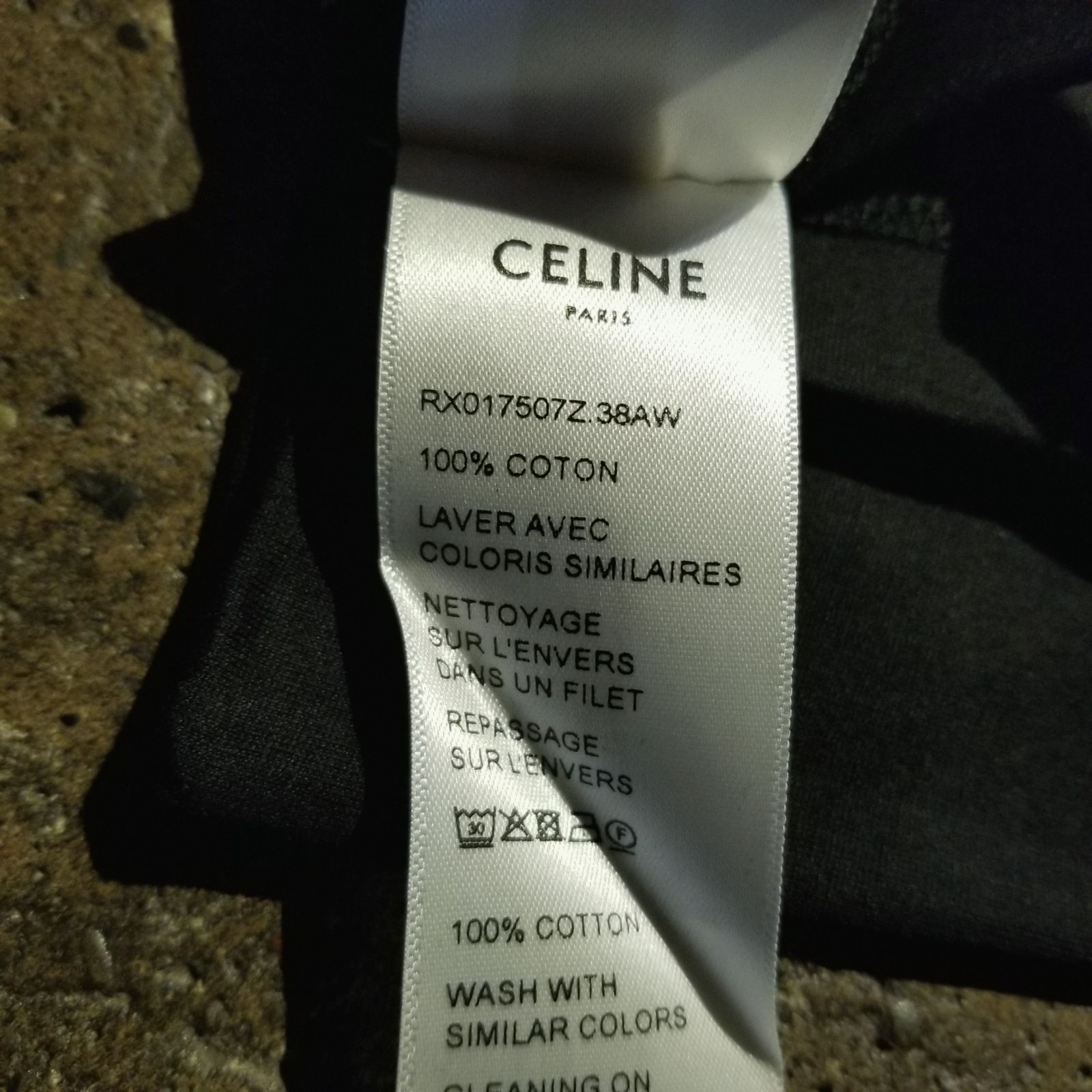 CELINE/セリーヌ トリオンフ刺繍入り ルーズ Tシャツ コットン CELINE トリオンフ刺繍Tシャツ L セリーヌ コットン ロンT