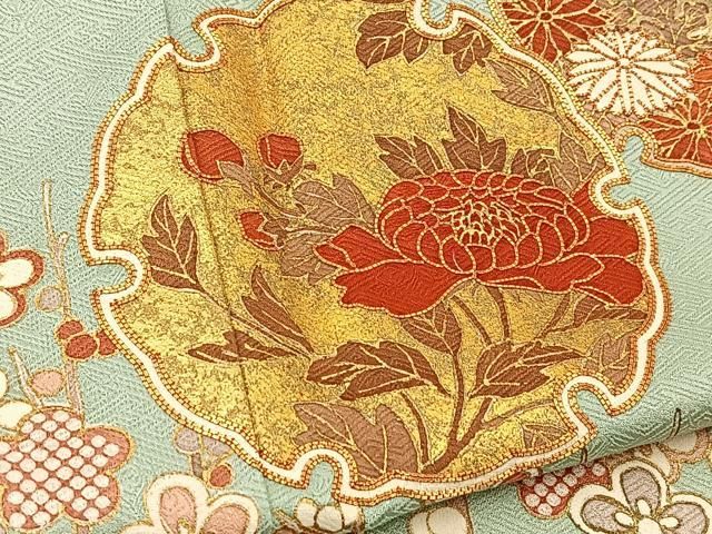 平和屋着物□訪問着 槍梅雪輪花文 金彩 正絹 逸品 BAAR3776yc