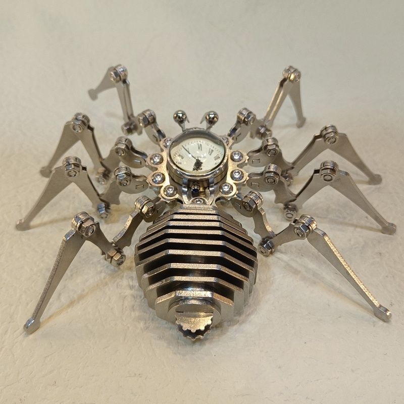 新品未使用オブジェ クモ 蜘蛛 メタリック シルバー 時計 置物 オーナメント おしゃれ ユニーク インテリア 雑貨 新築祝い ギフト プレゼント 4-7
