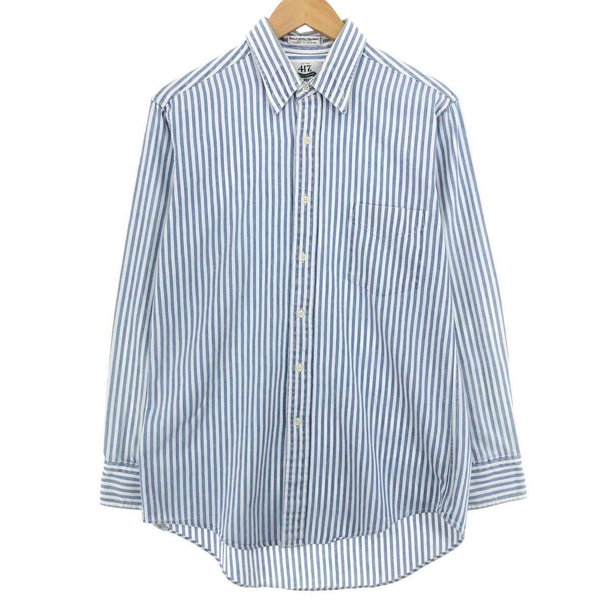 古着 90年代 ヴァンヒューゼン VAN HEUSEN 417 長袖 ストライプシャツ メンズM相当 ヴィンテージ/eaa427656